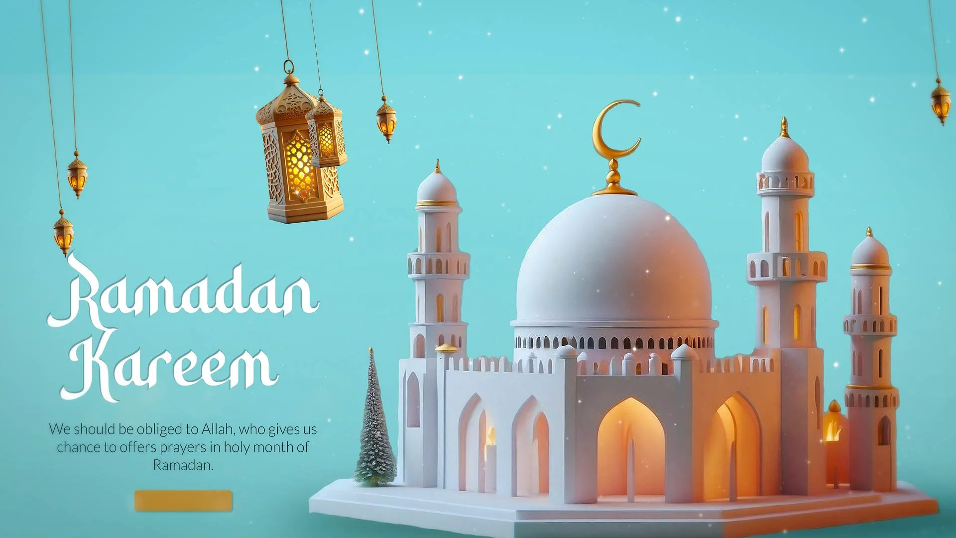 Serene Blue Mosque Ramadan Kareem Invitation